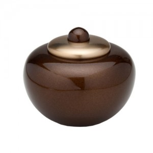 Round Simplicity Keepsake Small Urn (Brown) - "Made with Love"